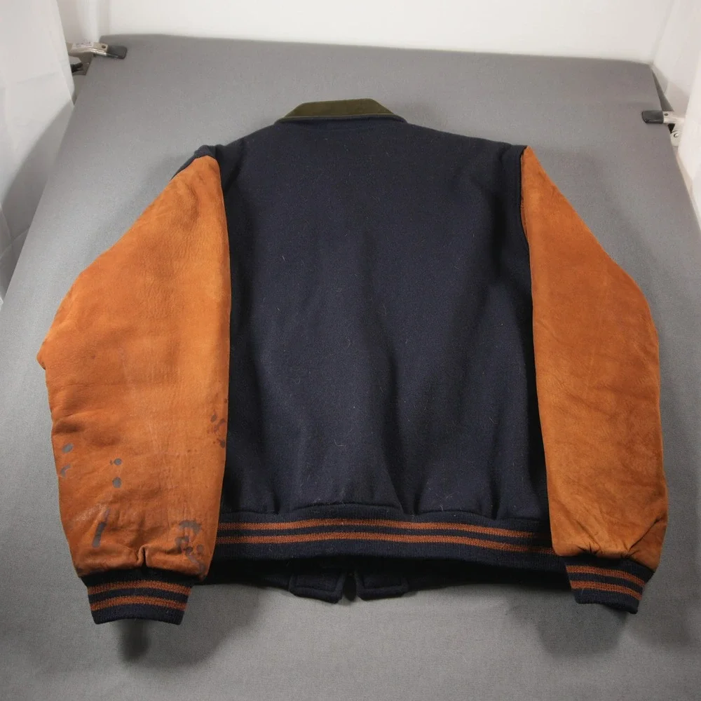 VTG USA Golden Bear Varsity Bomber Wool Leather Men Jacket XXL University Retro